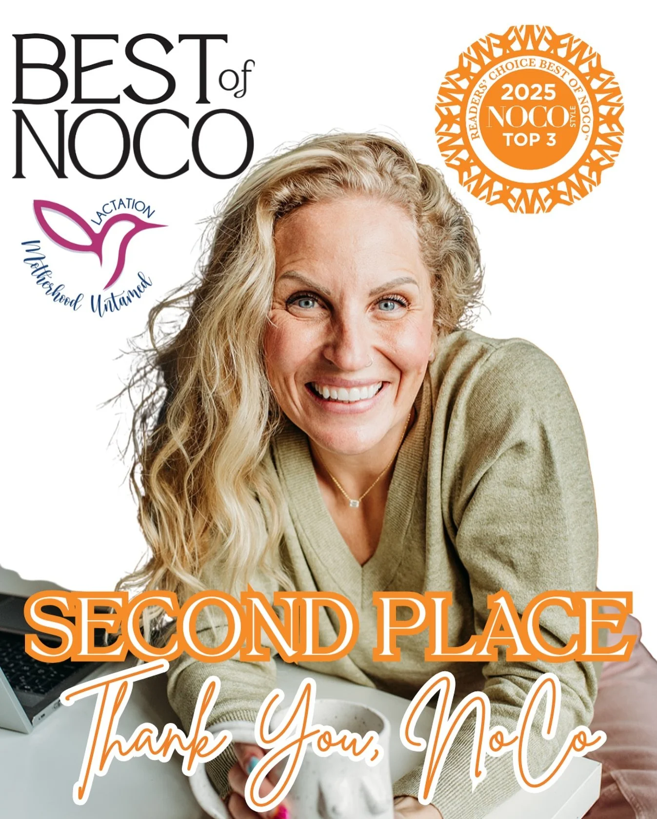 ✨ Honored. Humbled. Grateful. ✨
Motherhood Untamed was voted 2nd Place in NoCo Best 2025 - the first year lactation has ever been included as a category&hellip; and wow, my heart is full.

Serving Northern Colorado&rsquo;s families, babies, and this 