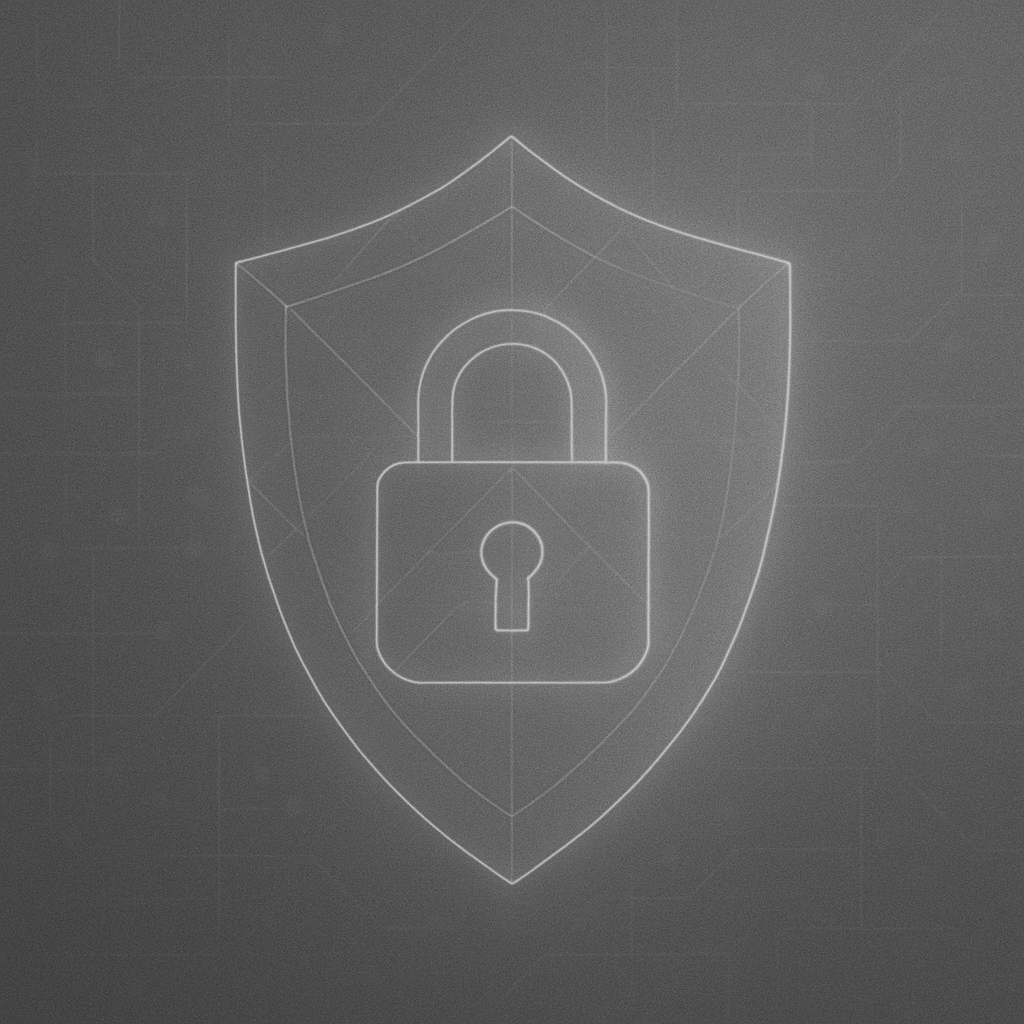 Cybersecurity image showing abstract shield and network protection representing MFA, endpoint security, and threat monitoring.
