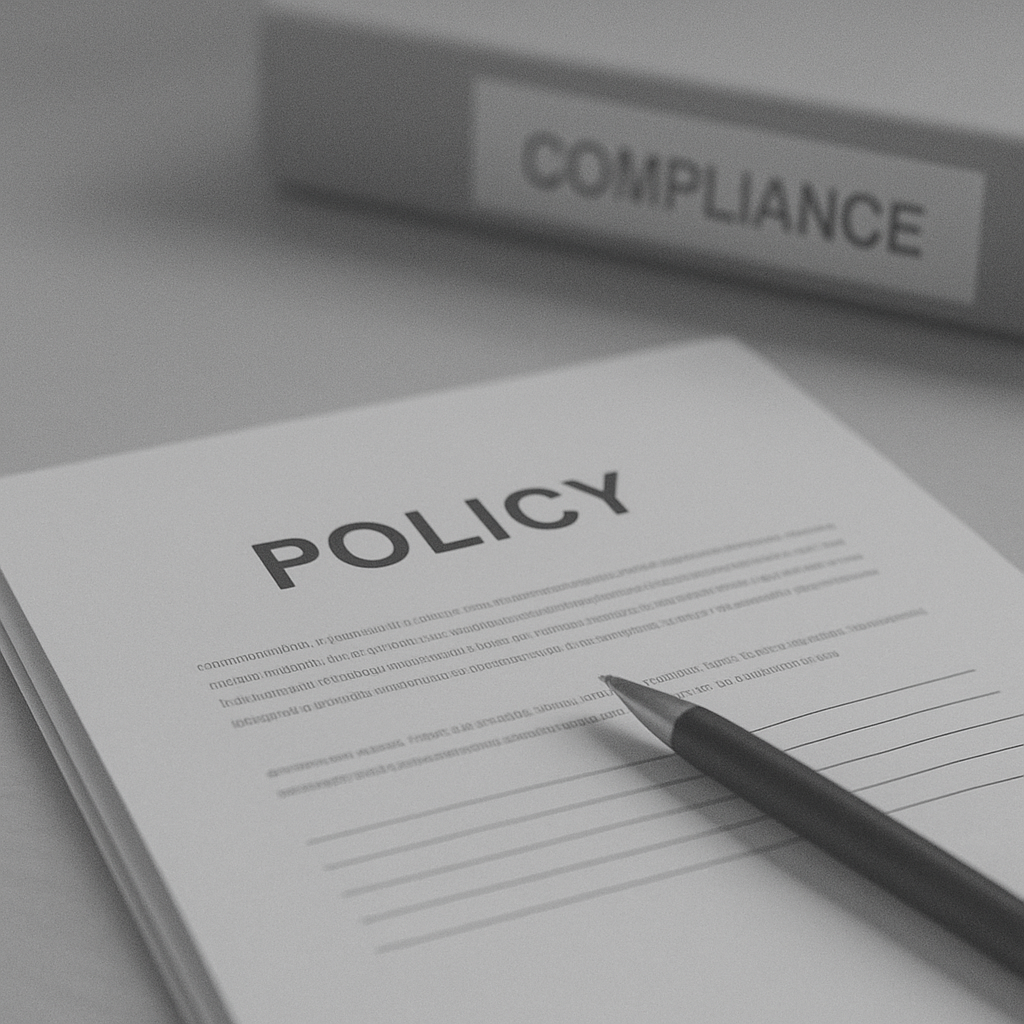 Compliance image with checklist and documentation for HIPAA, GLBA, and NYDFS regulatory requirements.