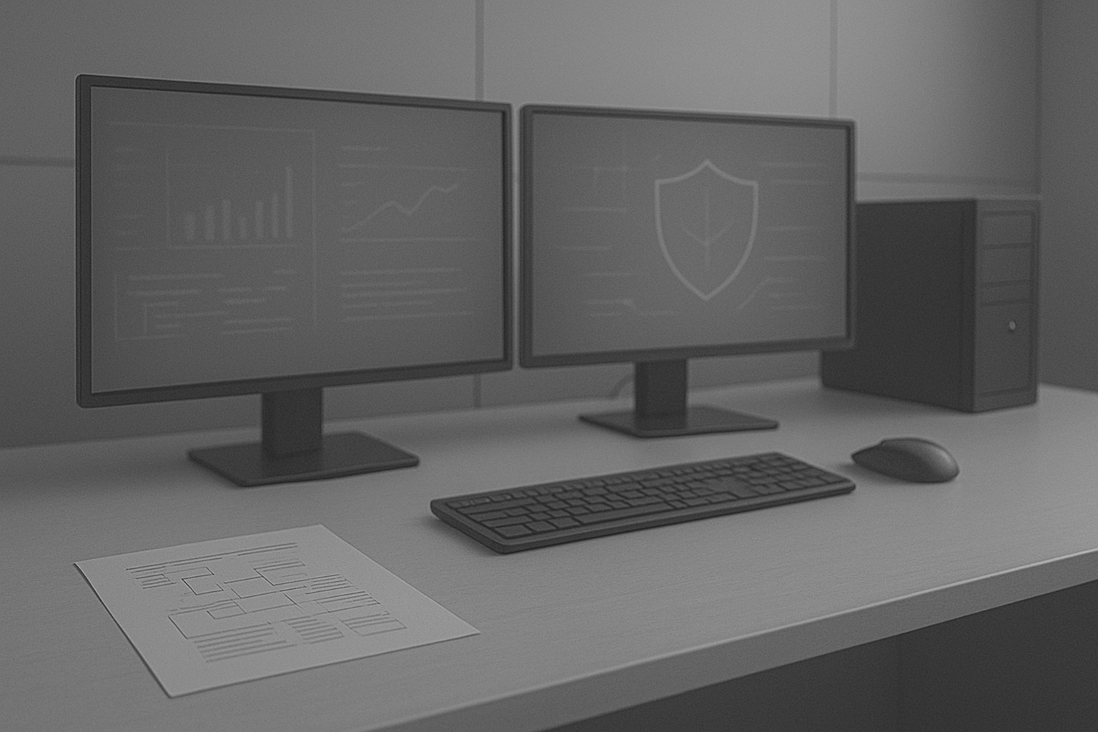 Structured IT operations workspace representing Savvy’s proactive, security-first approach with monitoring, documentation, and process-driven management.