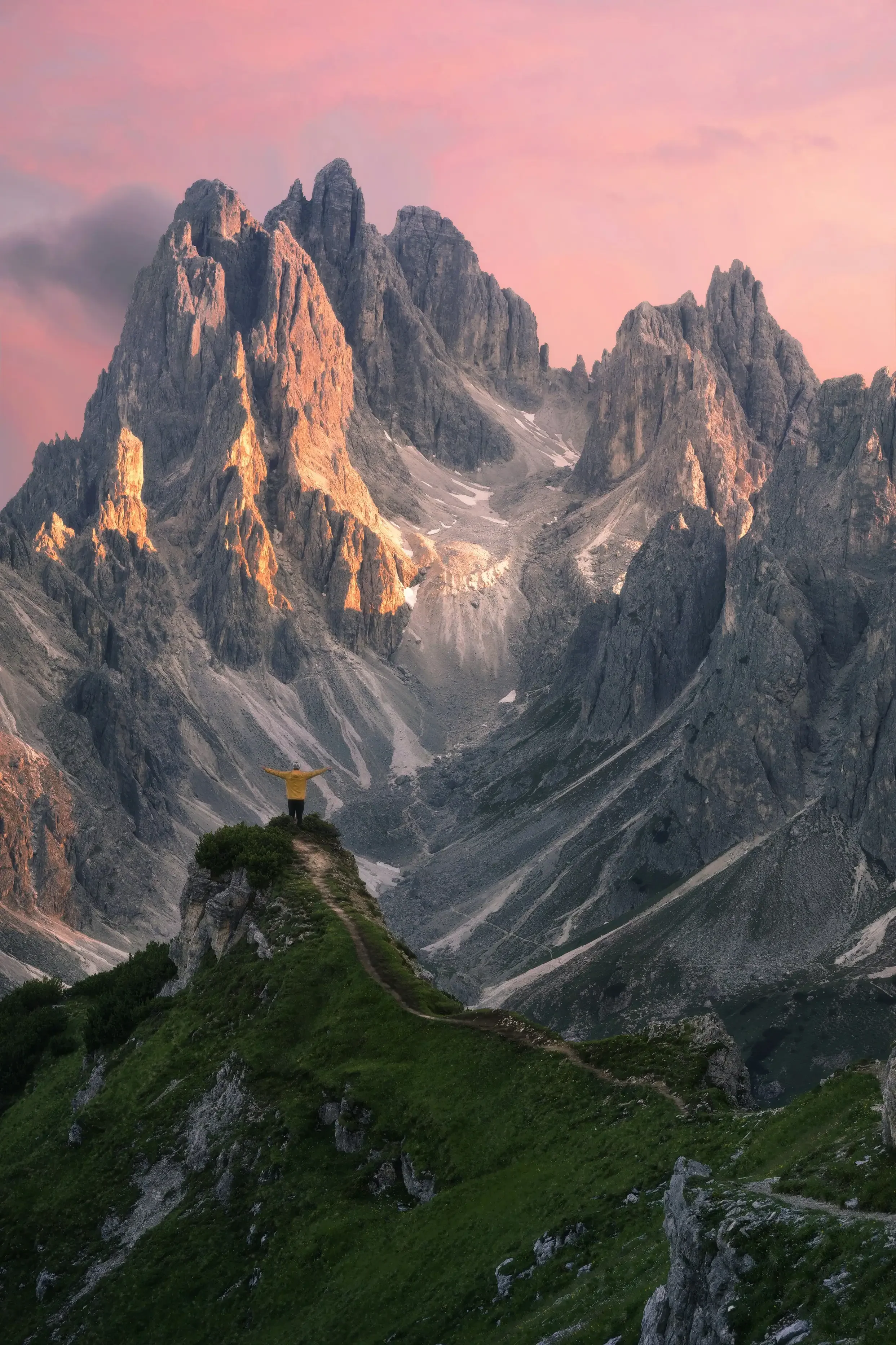 The Dolomites' Pink Alpenglow: A Geological Phenomenon Called "Enrosadira"