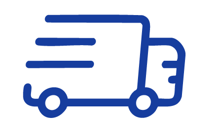 Line drawing of a delivery truck in blue.