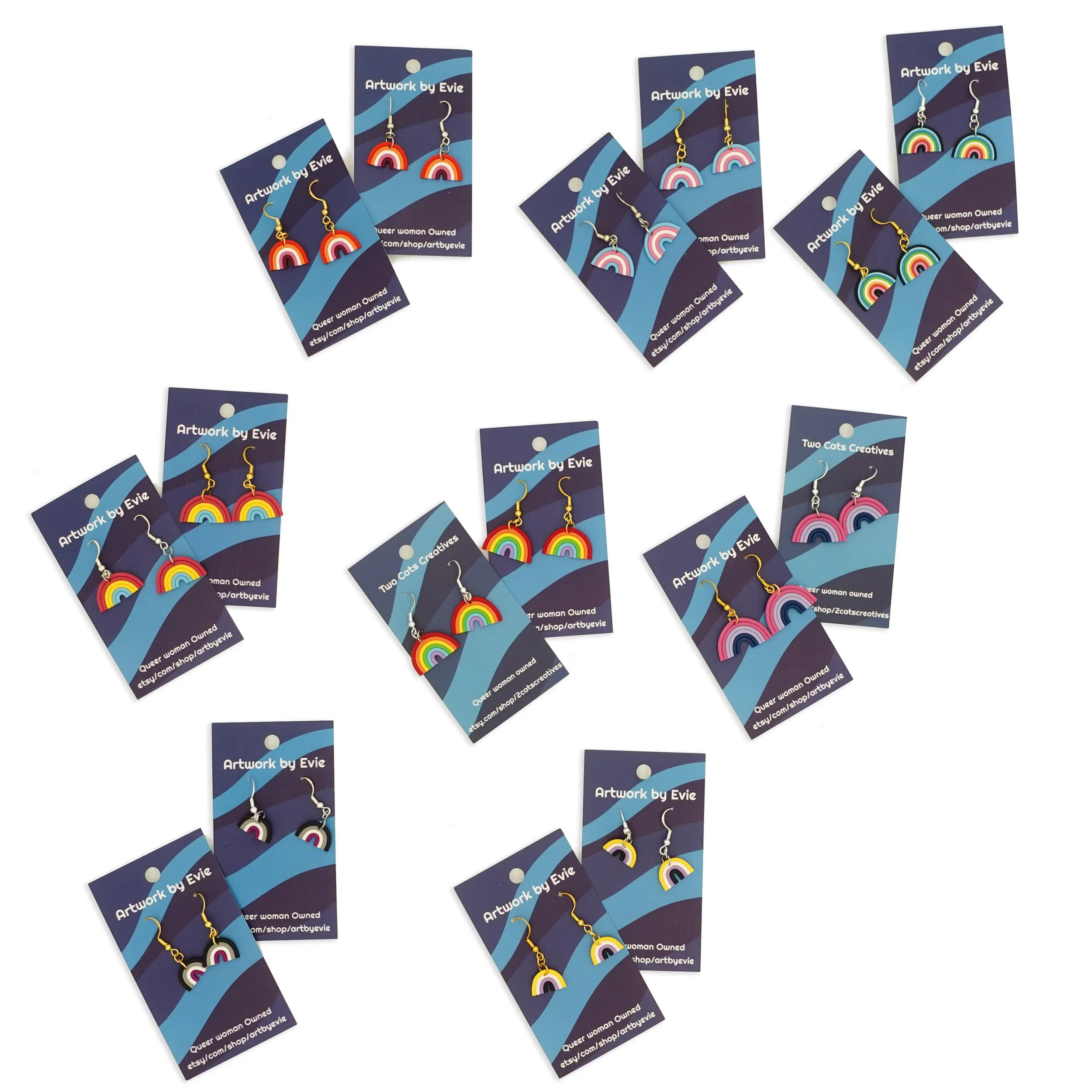 handemade polymer clay rainbows cards.jpg