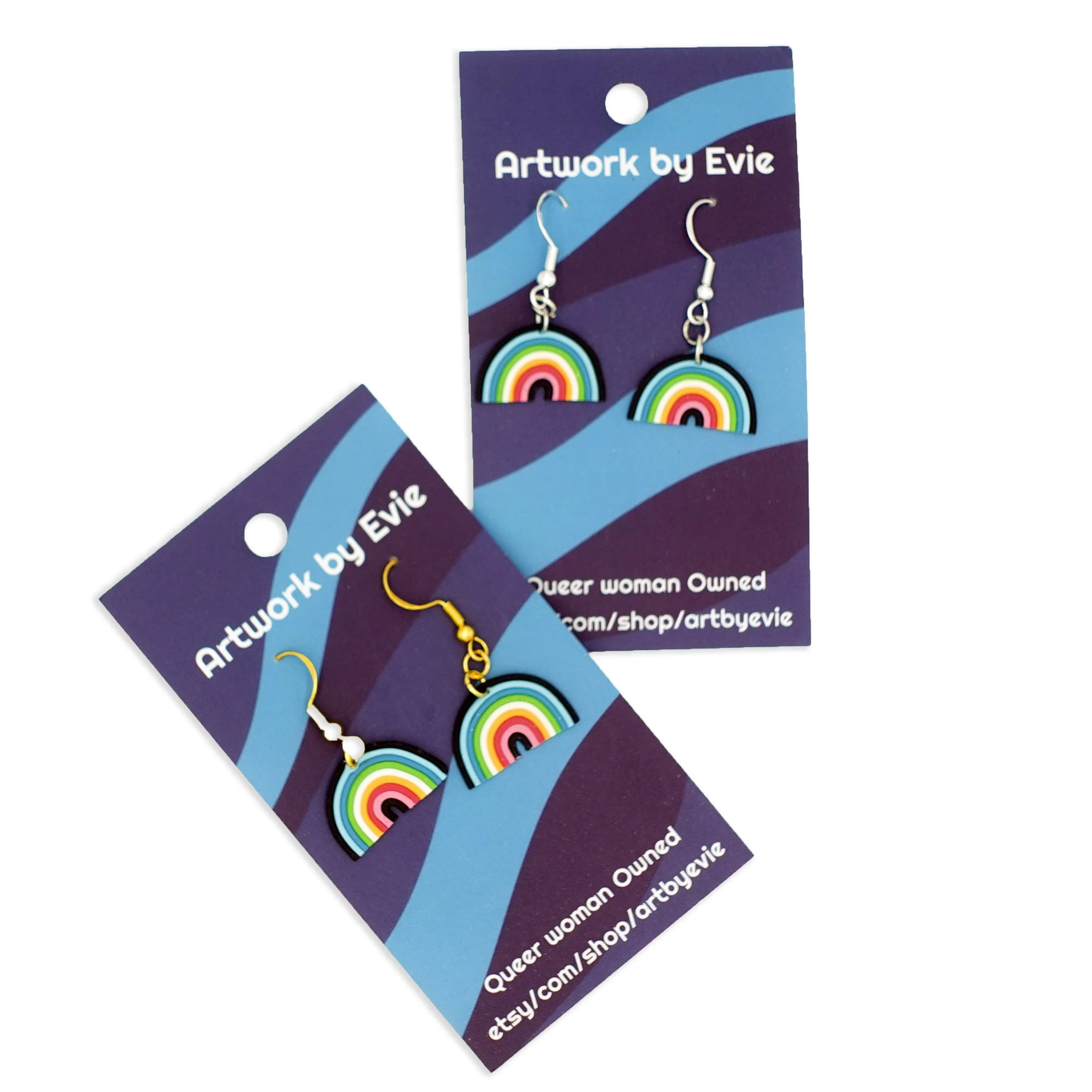 handemade polymer clay queer rainbows cards.jpg