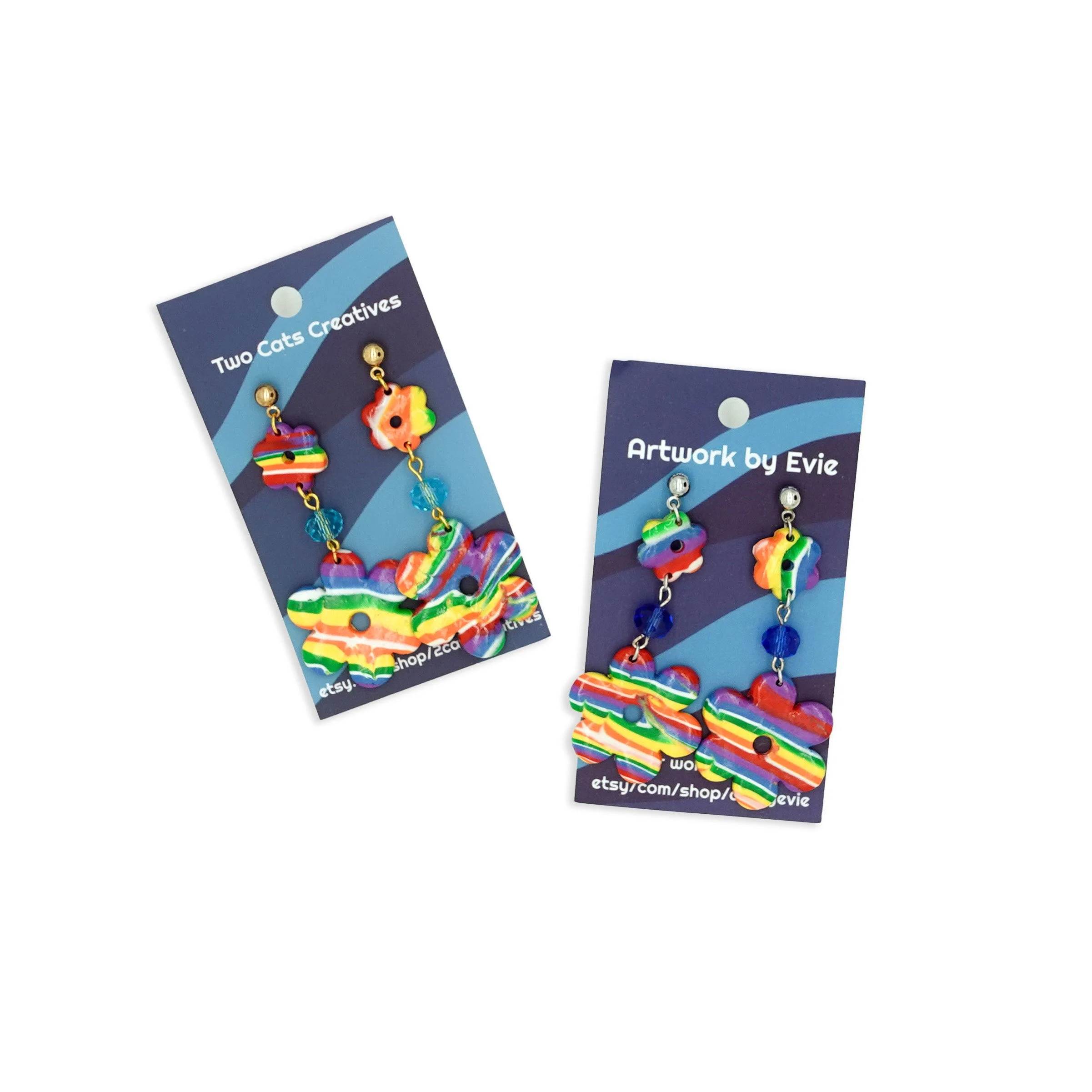 handemade polymer clay rainbow flower earrings- cards.jpg