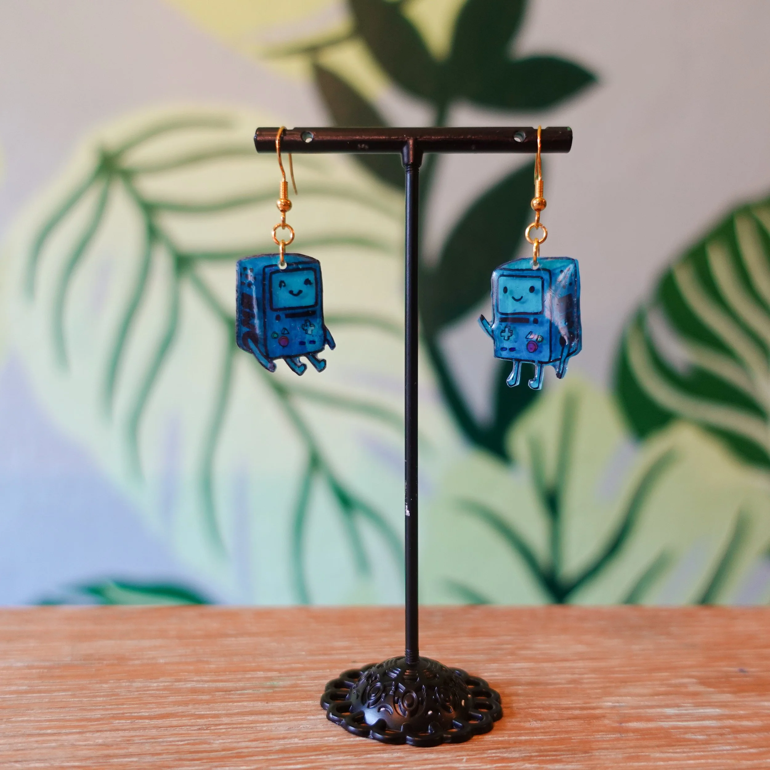 BMO Adventure Time Inspired Earrings – Handmade Blue Game Console Dangle Earrings – Cute Gamer Jewelry – Kawaii Cartoon Accessories