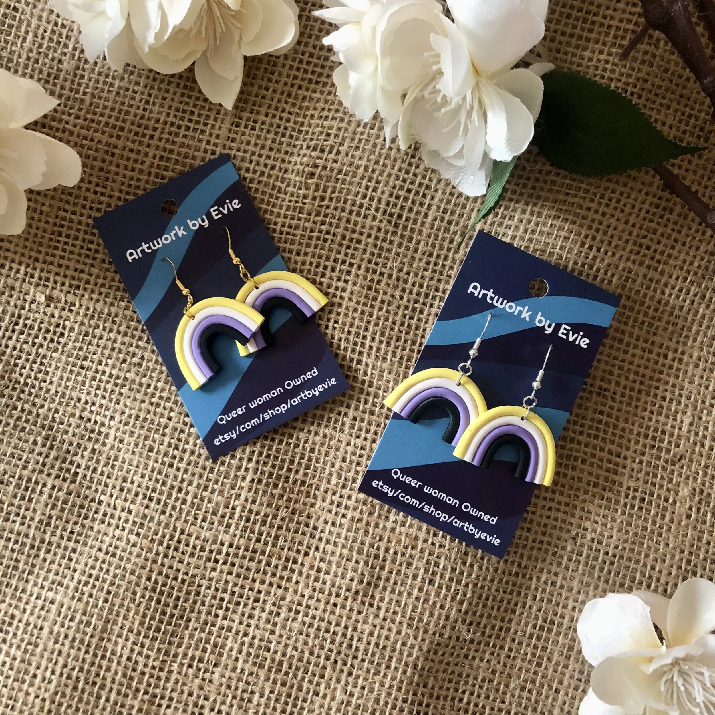 Handmade Rainbow Pride Flag Earrings | Polymer Clay Jewelry