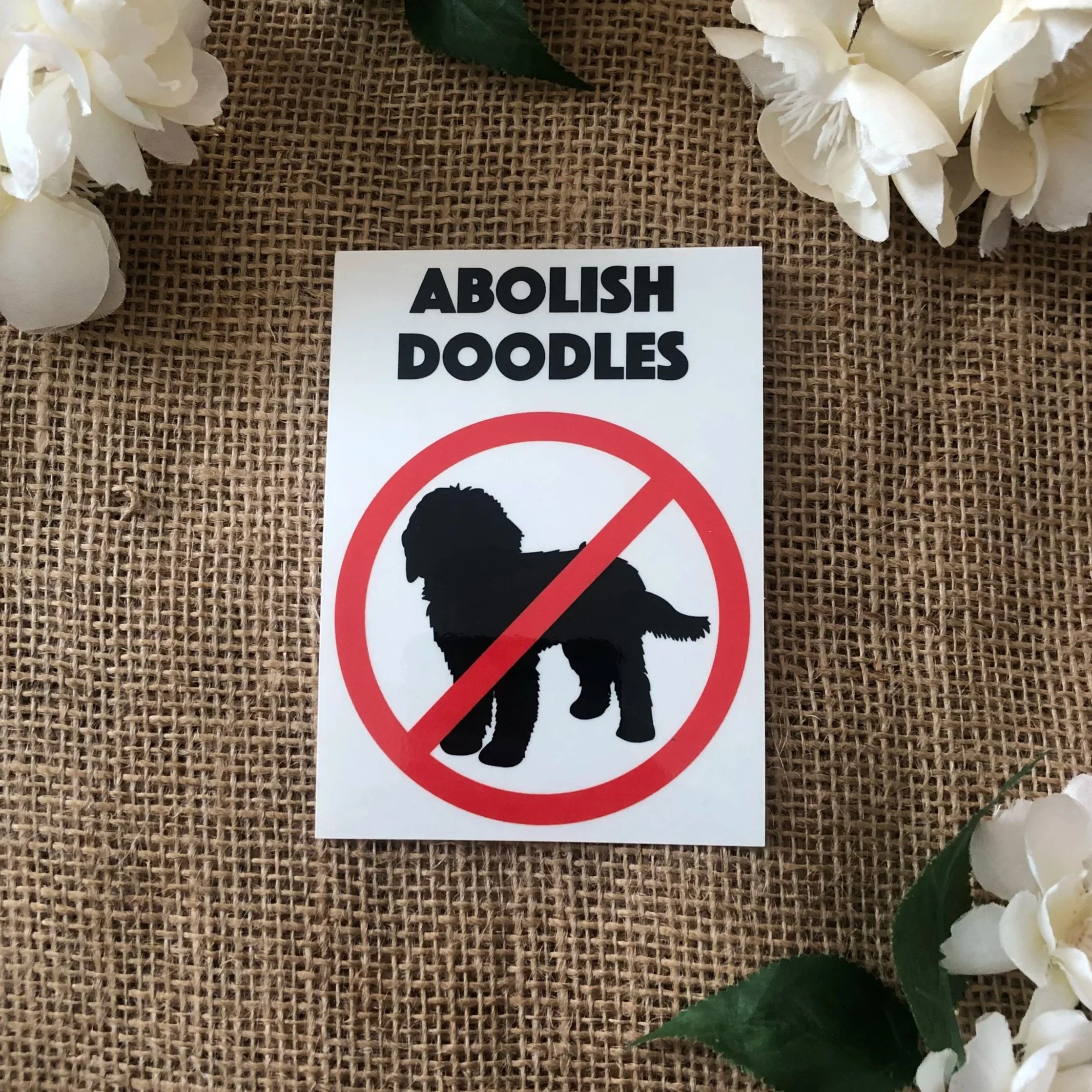 Abolish Doodles Funny Sticker - Vet Tech, Groomer Gift