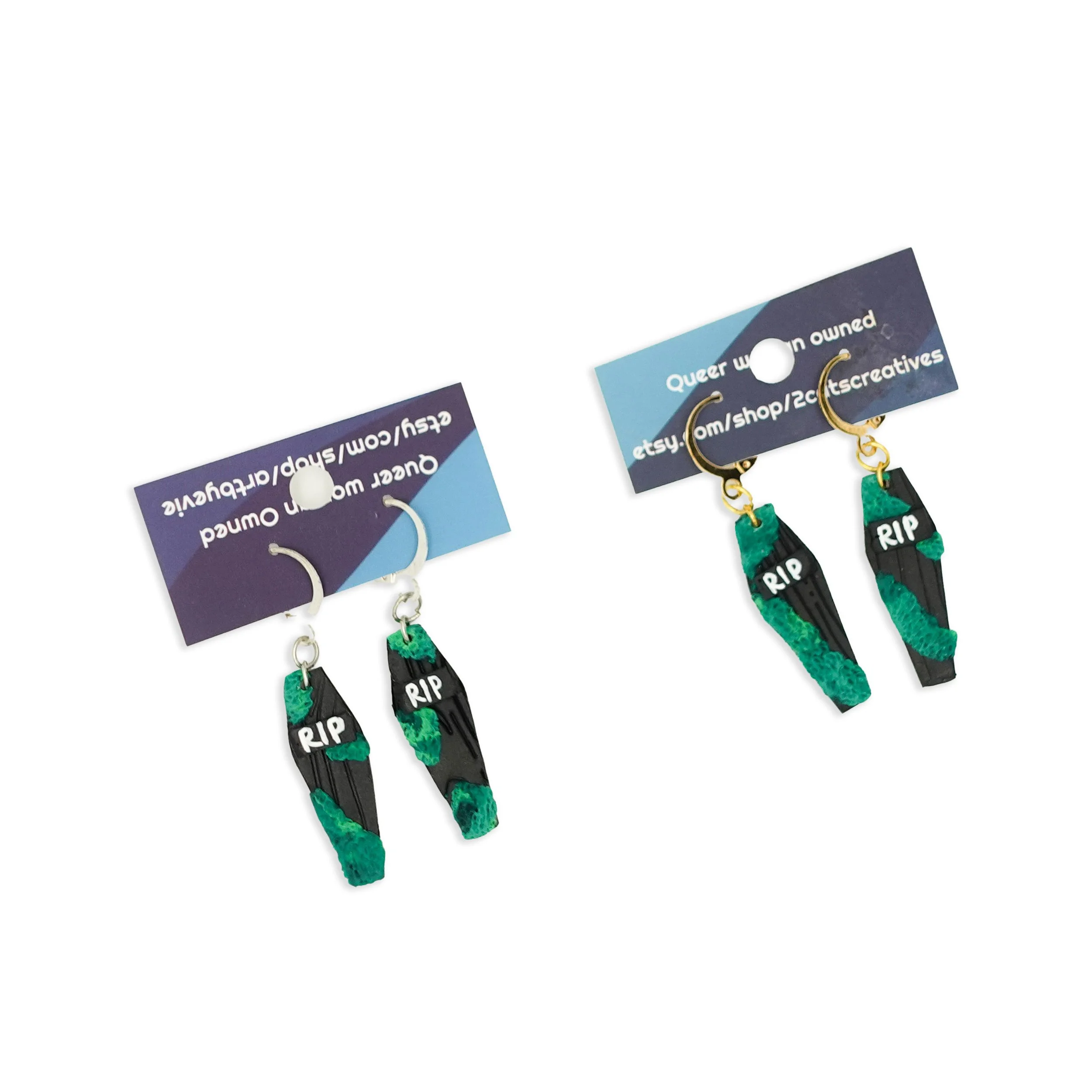 handemade polymer clay haloween coffin earrings cards.jpg