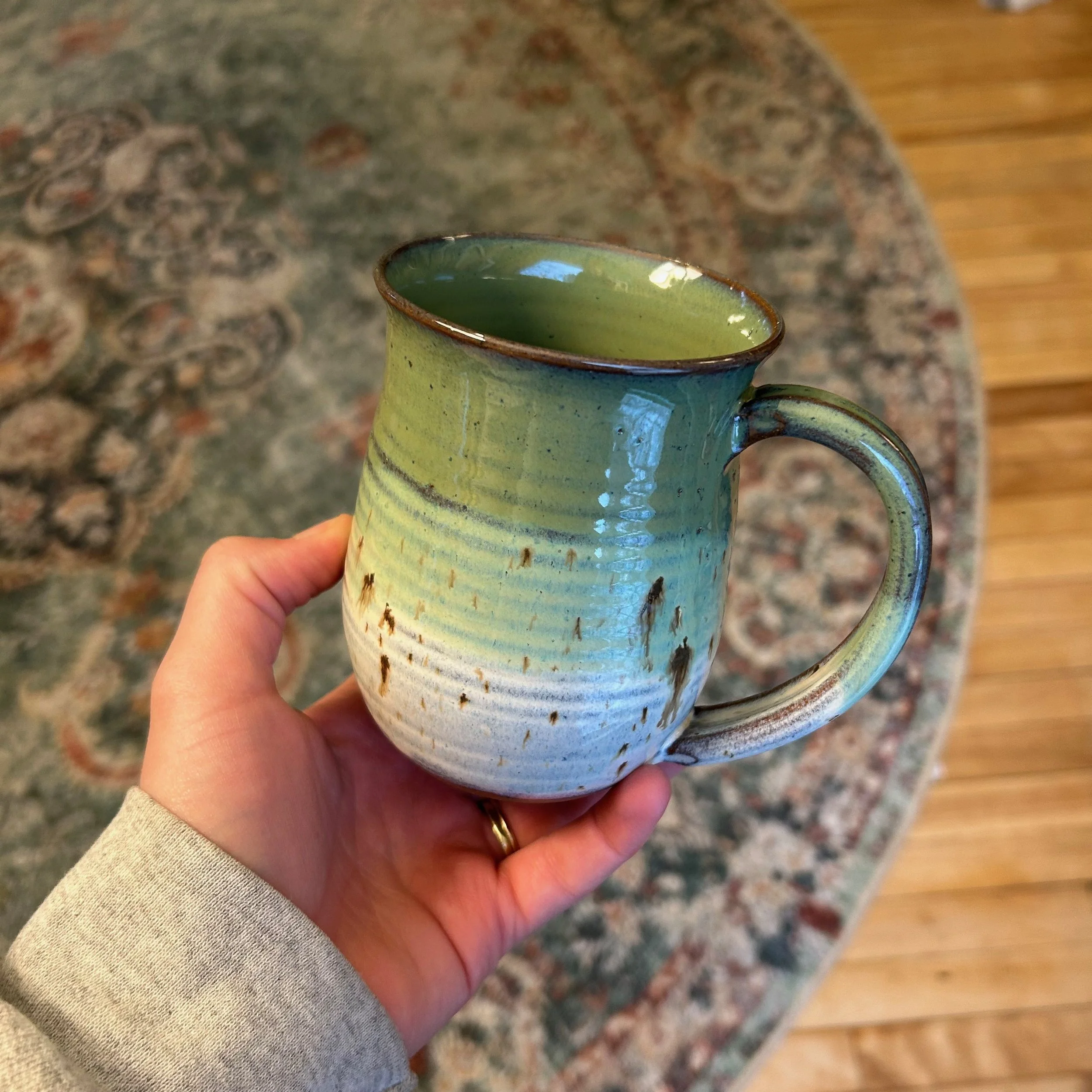 Green and White Mug