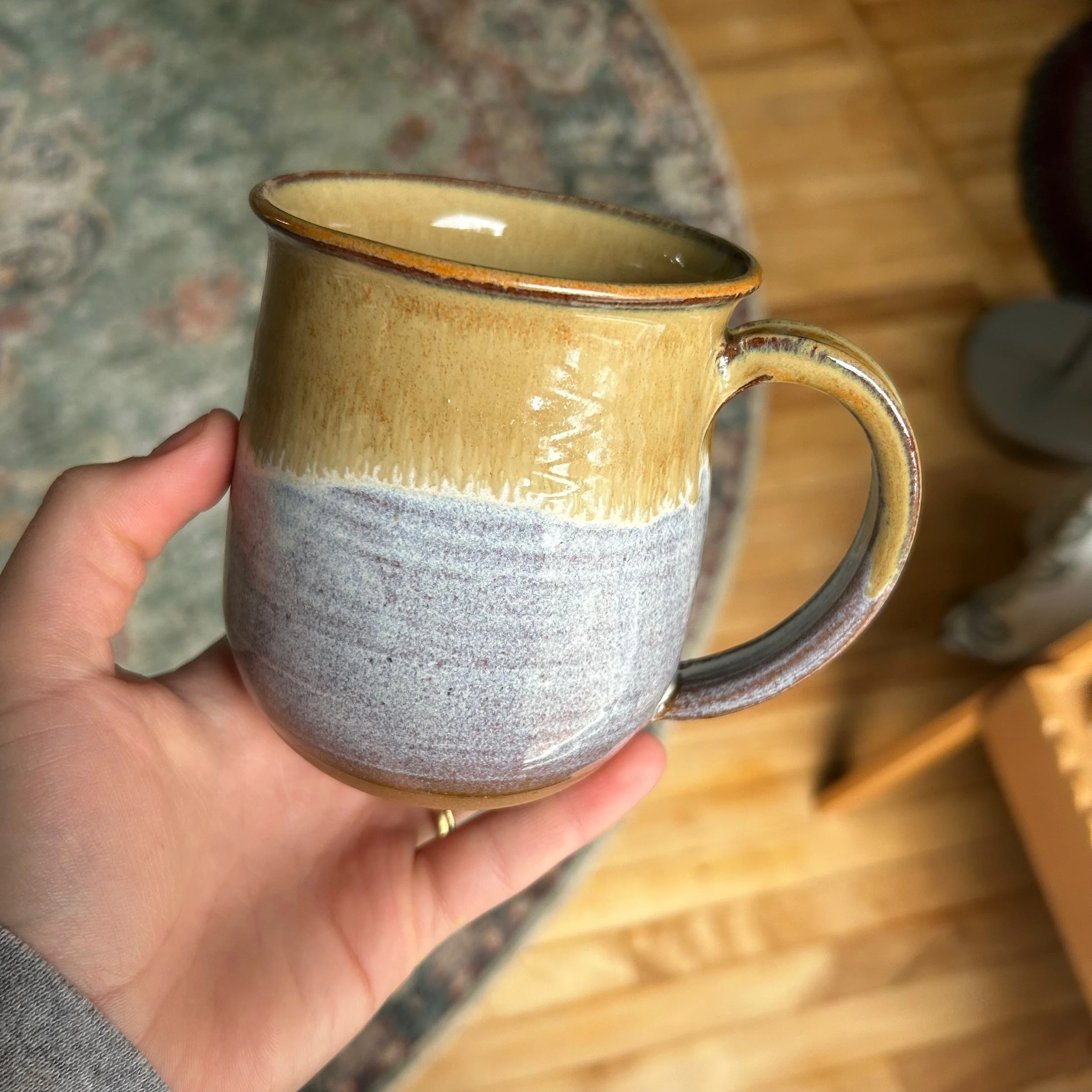 White and Beige Mug