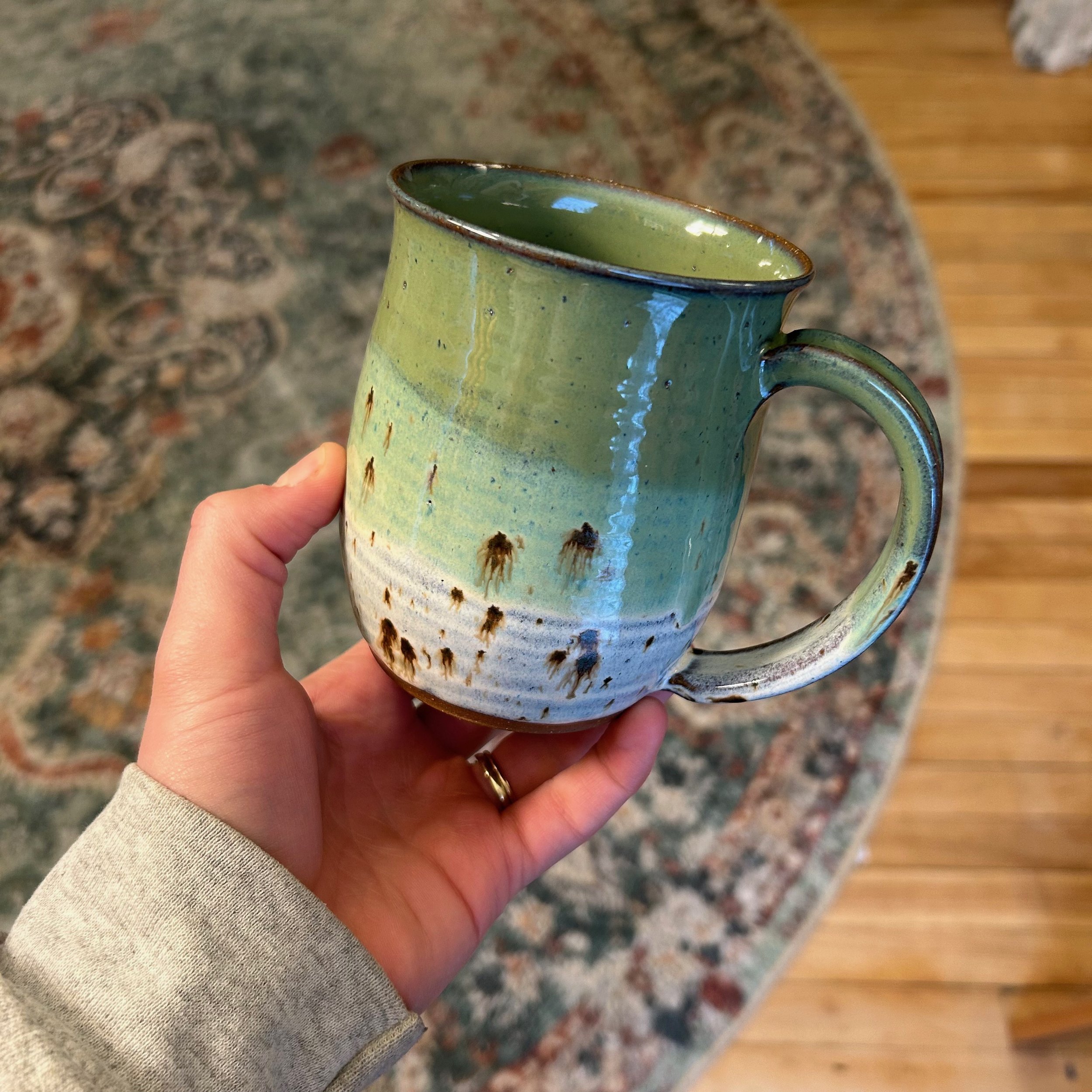Green and White Mug