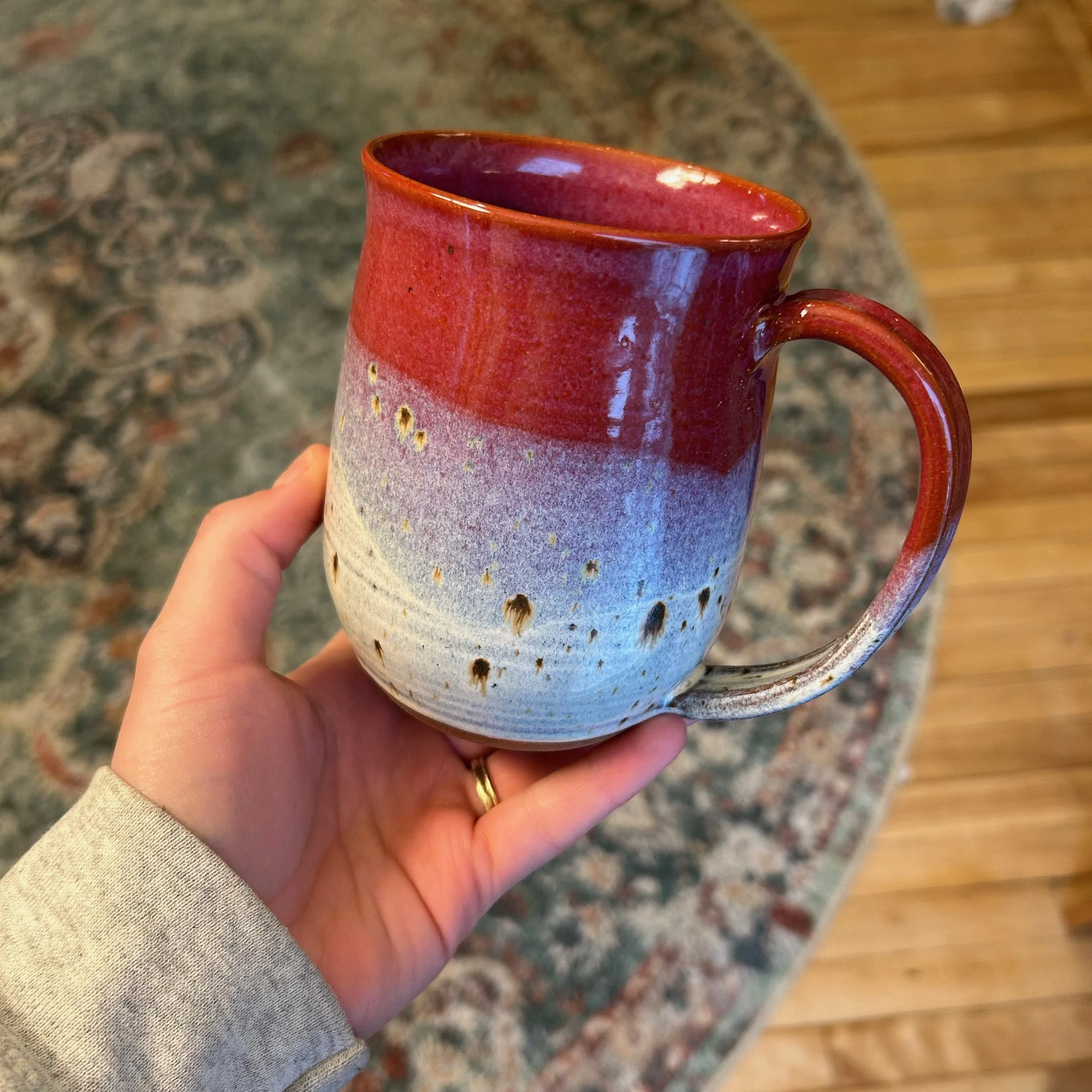 Red and Speckled White Mug