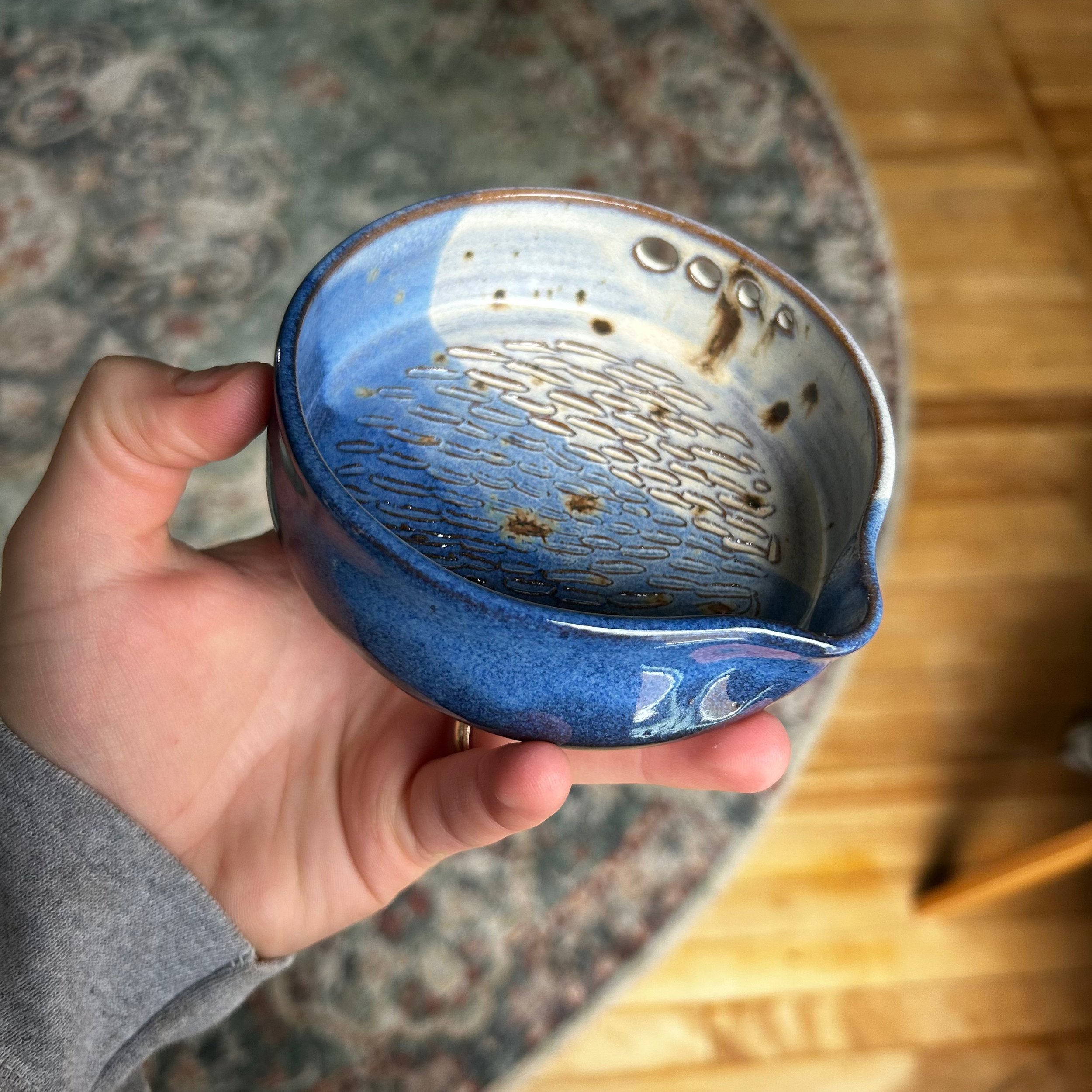 Blue and White Garlic Grater