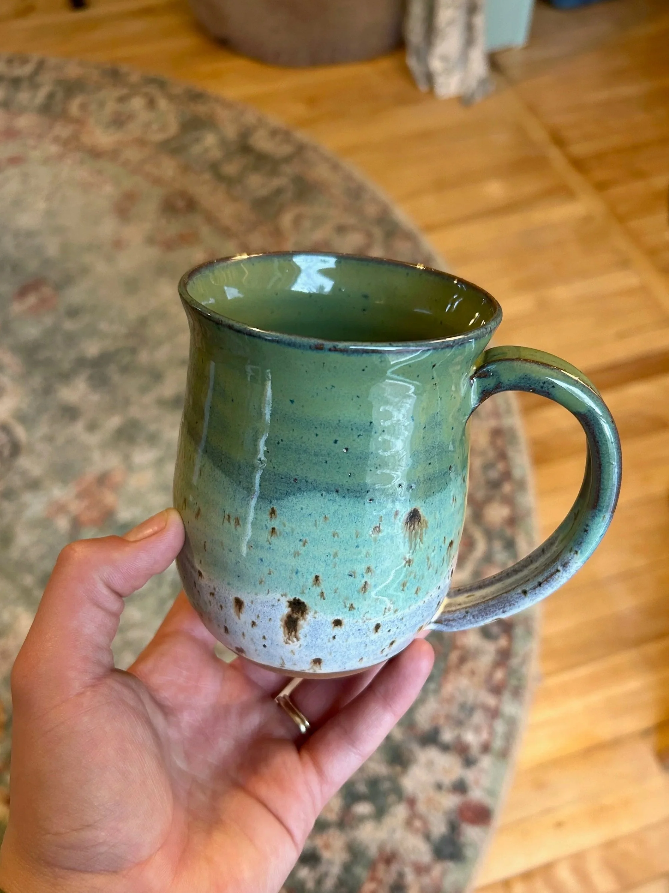 Green and White Mug
