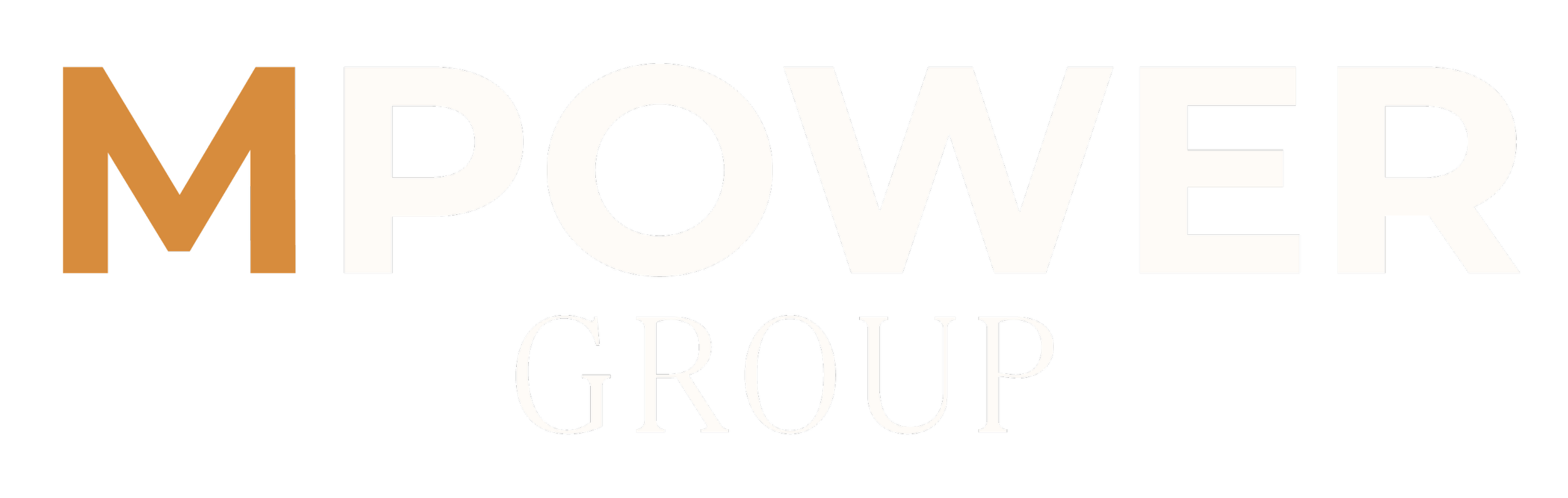 Logo with the text 'M Power Group' in bold, with 'M' in orange and the rest in white, on a black background.