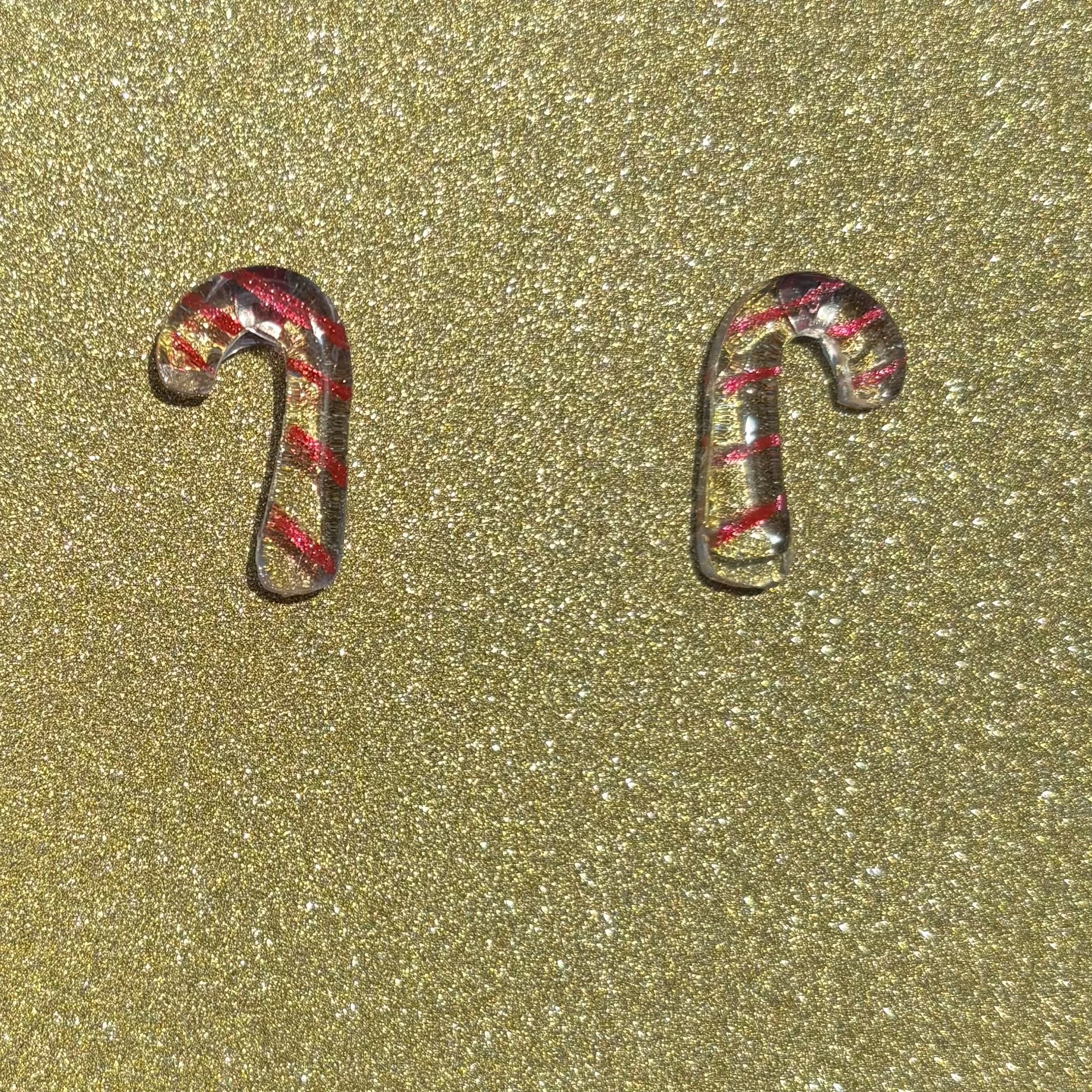 Transparent Candy Cane Studs