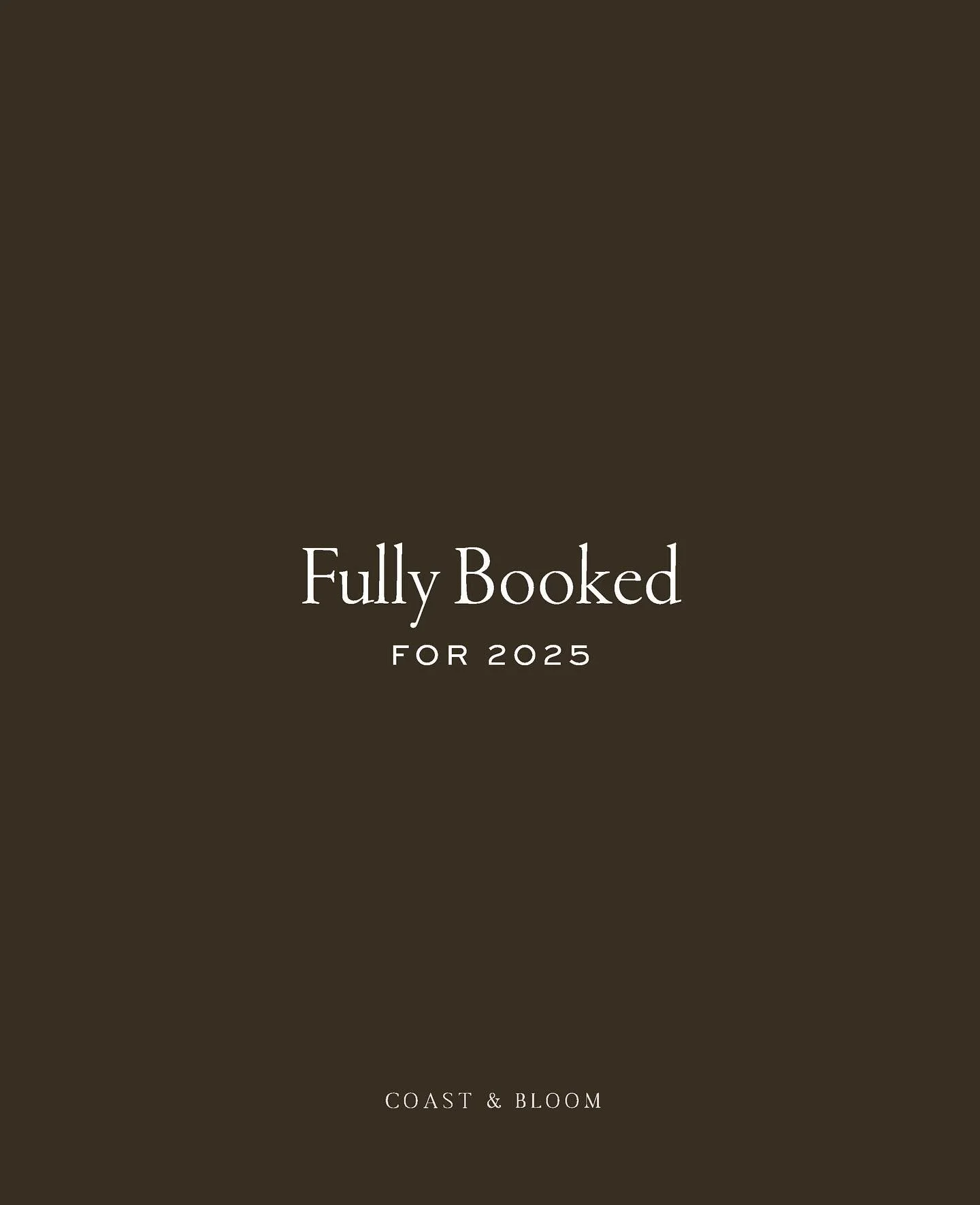 Feeling so grateful to share that Coast &amp; Bloom is fully booked for the rest of 2025.

A huge thank you to every client who&rsquo;s continued to keep us busy and trusted us with their brand and website this year. It&rsquo;s been such a joy bringi