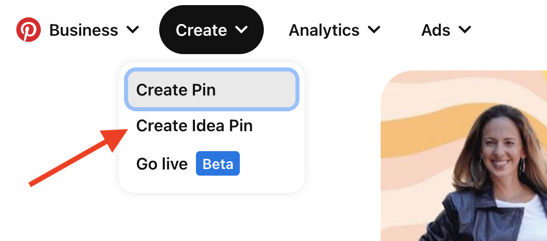 Select 'Create Idea Pin'