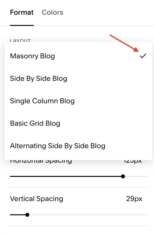 Blog layout options