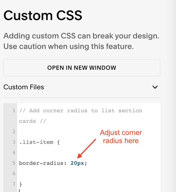 Adjust corner radius here