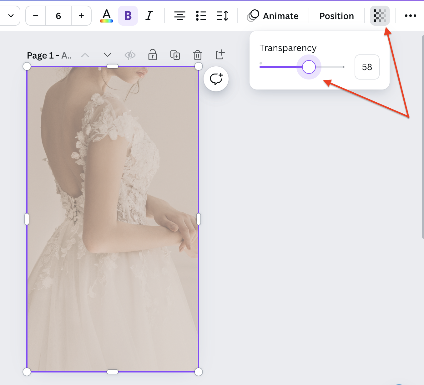 Select and adjust transparency