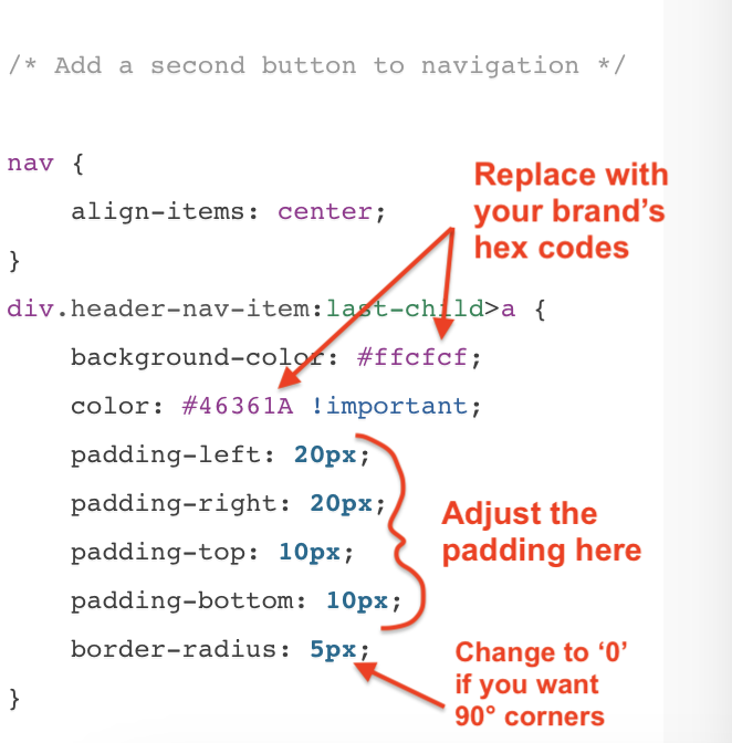 CSS for adding a second button to navigation in Squarespace