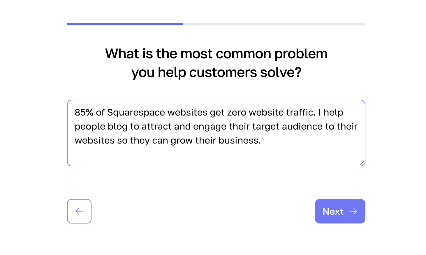 Enter What's the most common problem you help customers solve? in Interact