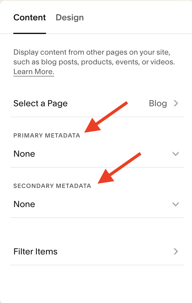 Choose your primary and secondary metadata