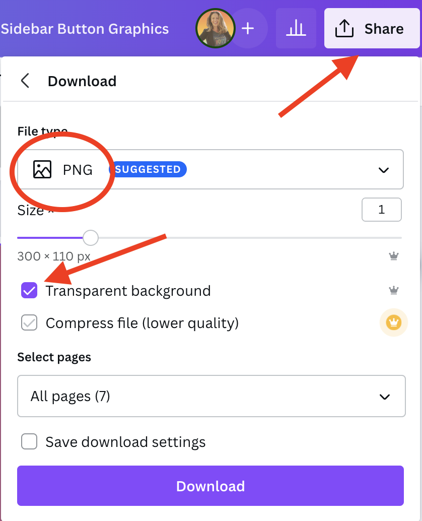 Download Canva graphics with a transparent background
