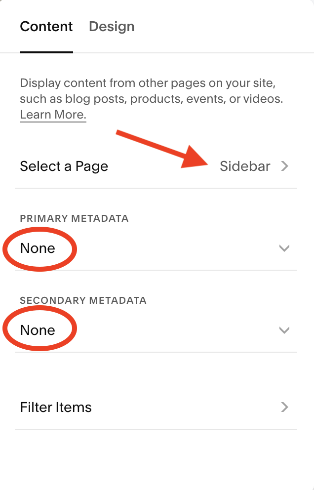 Add a summary block and choose the sidebar blog collection