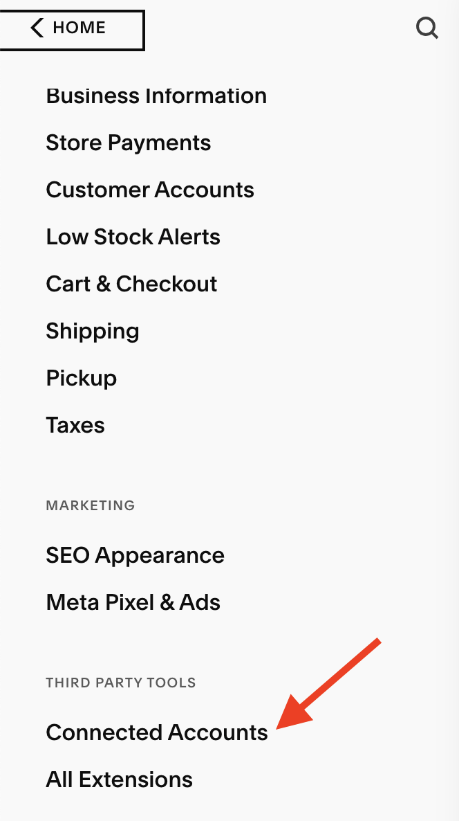 Select Connected Accounts