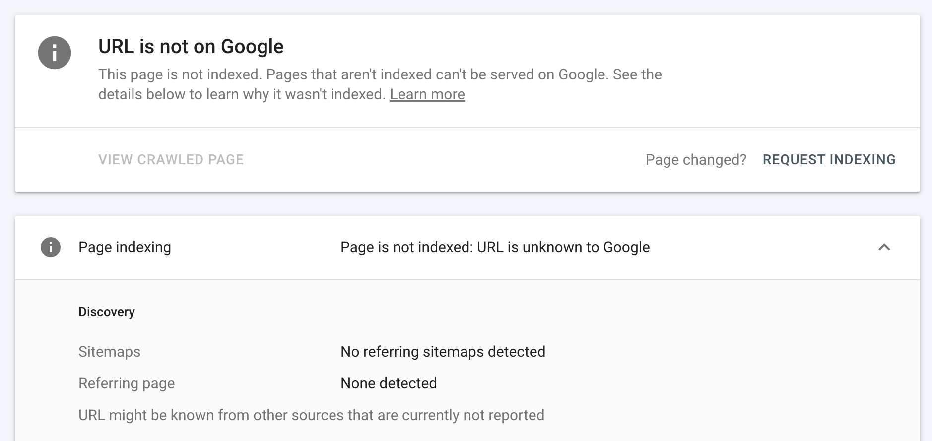 URL is not on Google
