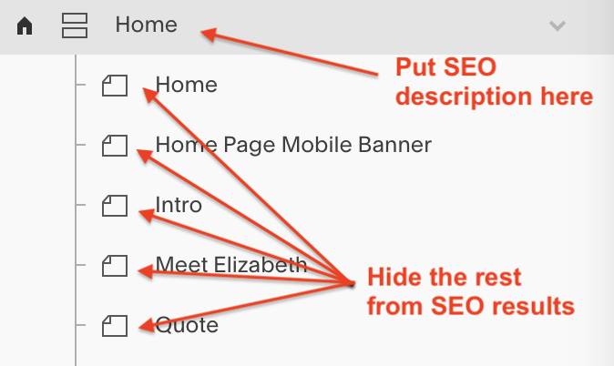Hide index pages from SEO search results in Squarespace 7.0