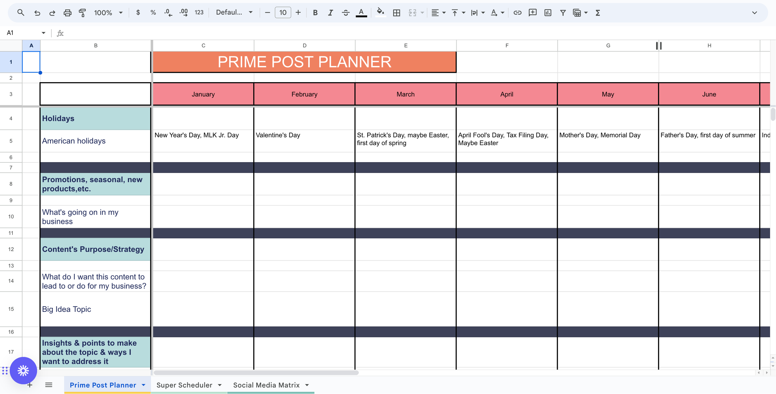 Prime Post Planner