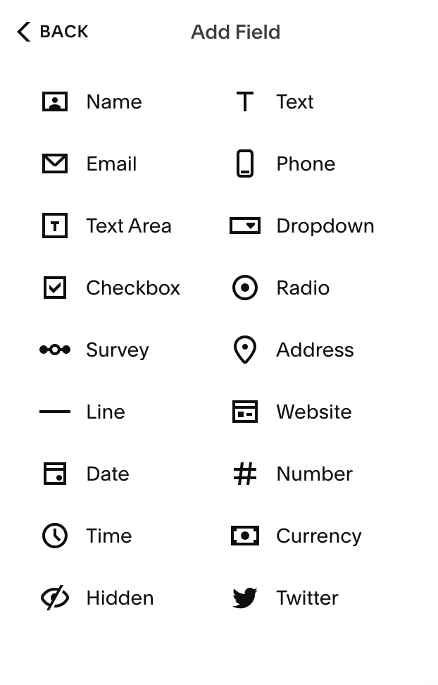 Squarespace Form Fields