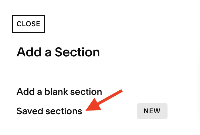 Select 'Saved Sections'