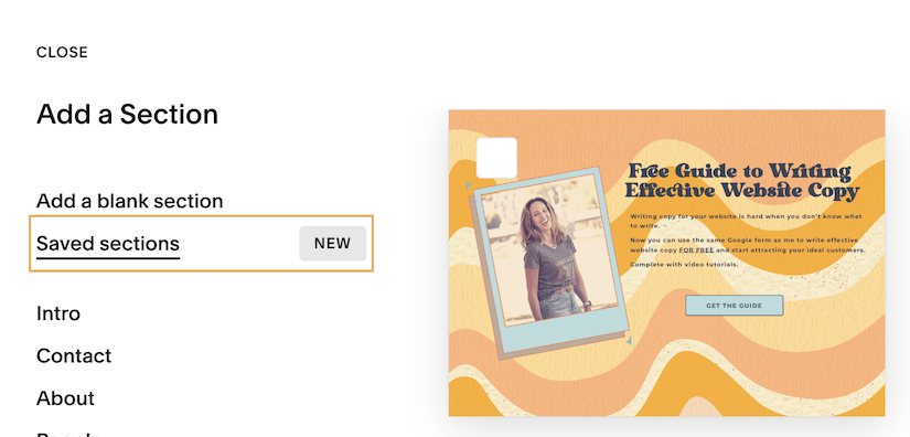 Select and add the lead generator section