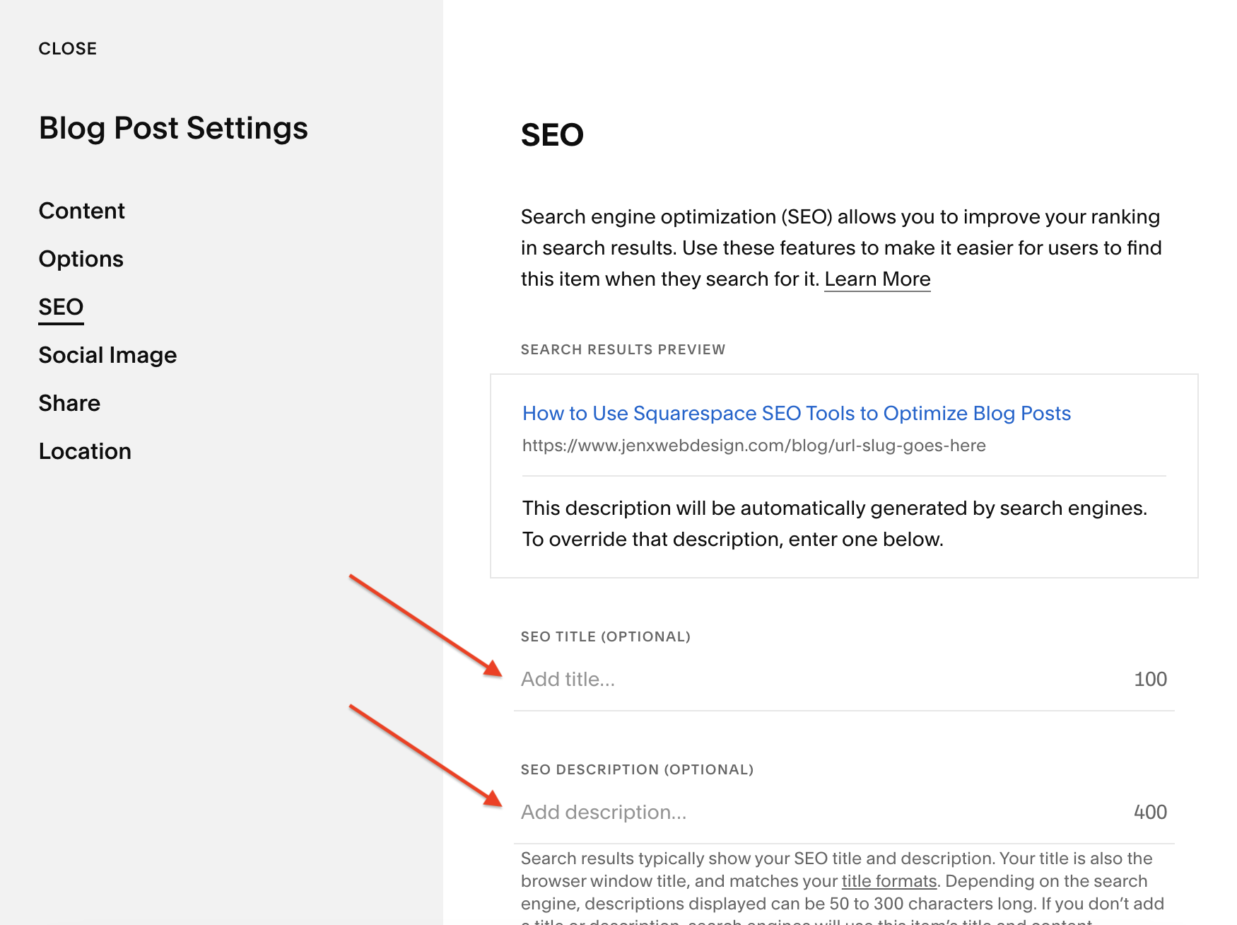 Squarespace blog post SEO title and description goes here