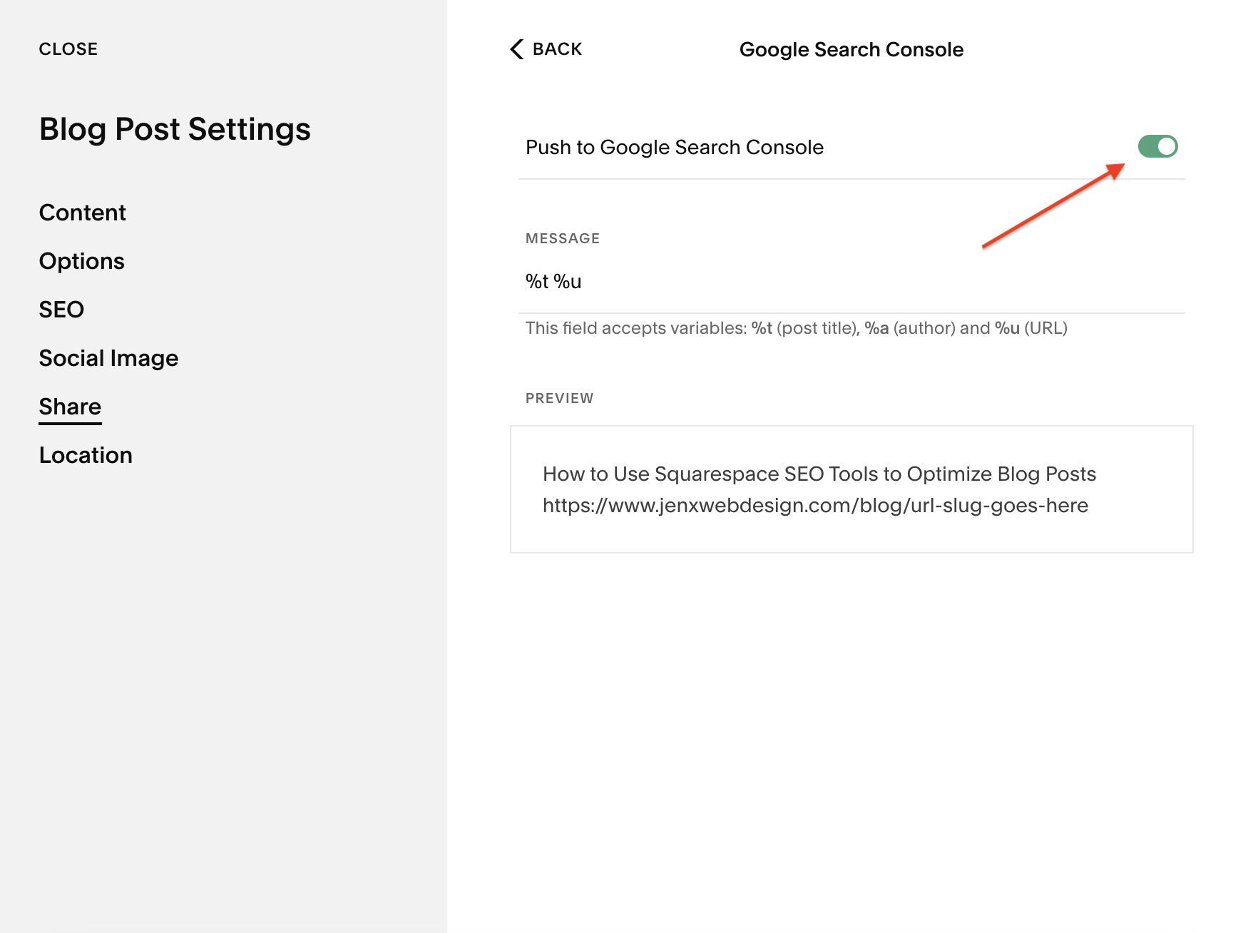 Push Squarespace blog posts to Google Search Console