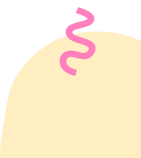 yellow circle with pink squiggly line