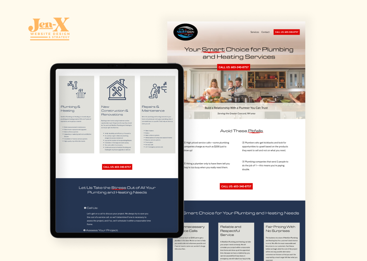 next gen plumbing and heating home page