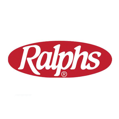 Ralphs supermarket logo with red oval and white text