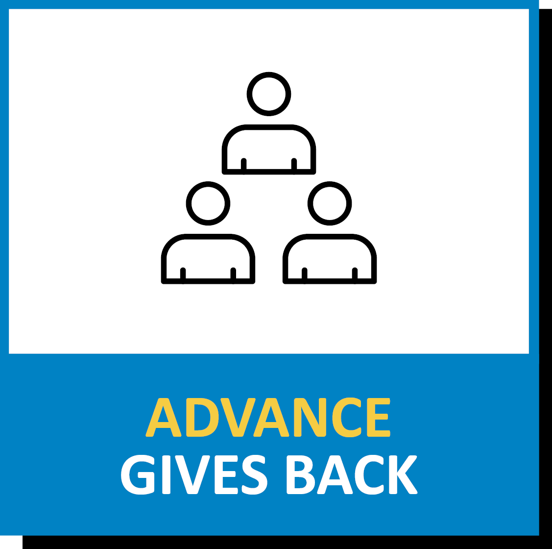 Icon of three people with the words 'Advance Gives Back' below.