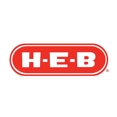 H-E-B logo in red oval with white letters.