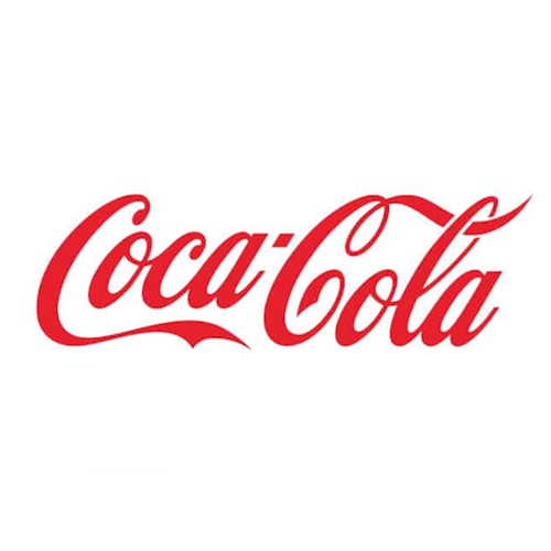 Coca-Cola logo in red cursive font on a white background.