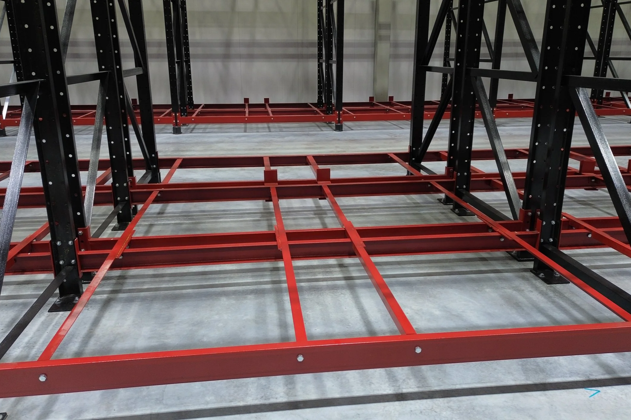 Double deep reach racking frames.