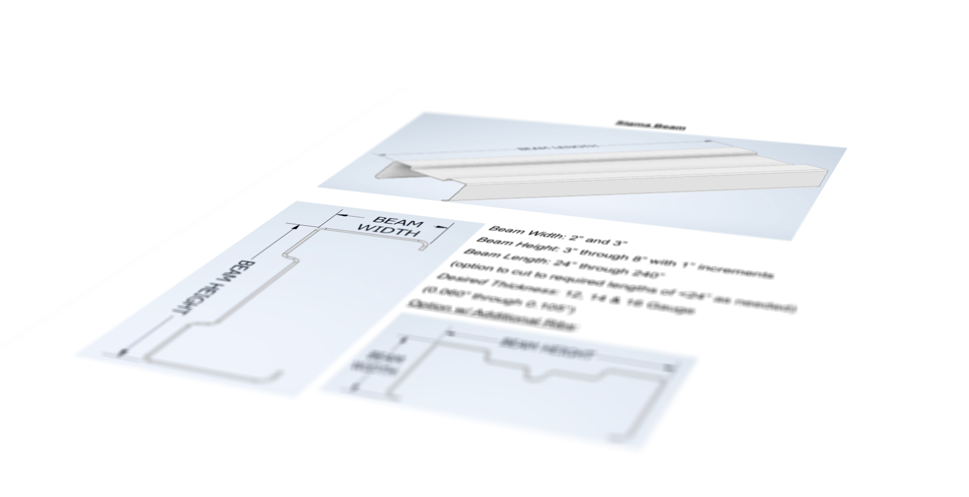 Technical blueprint with measurements and a 3D model of a structural element.