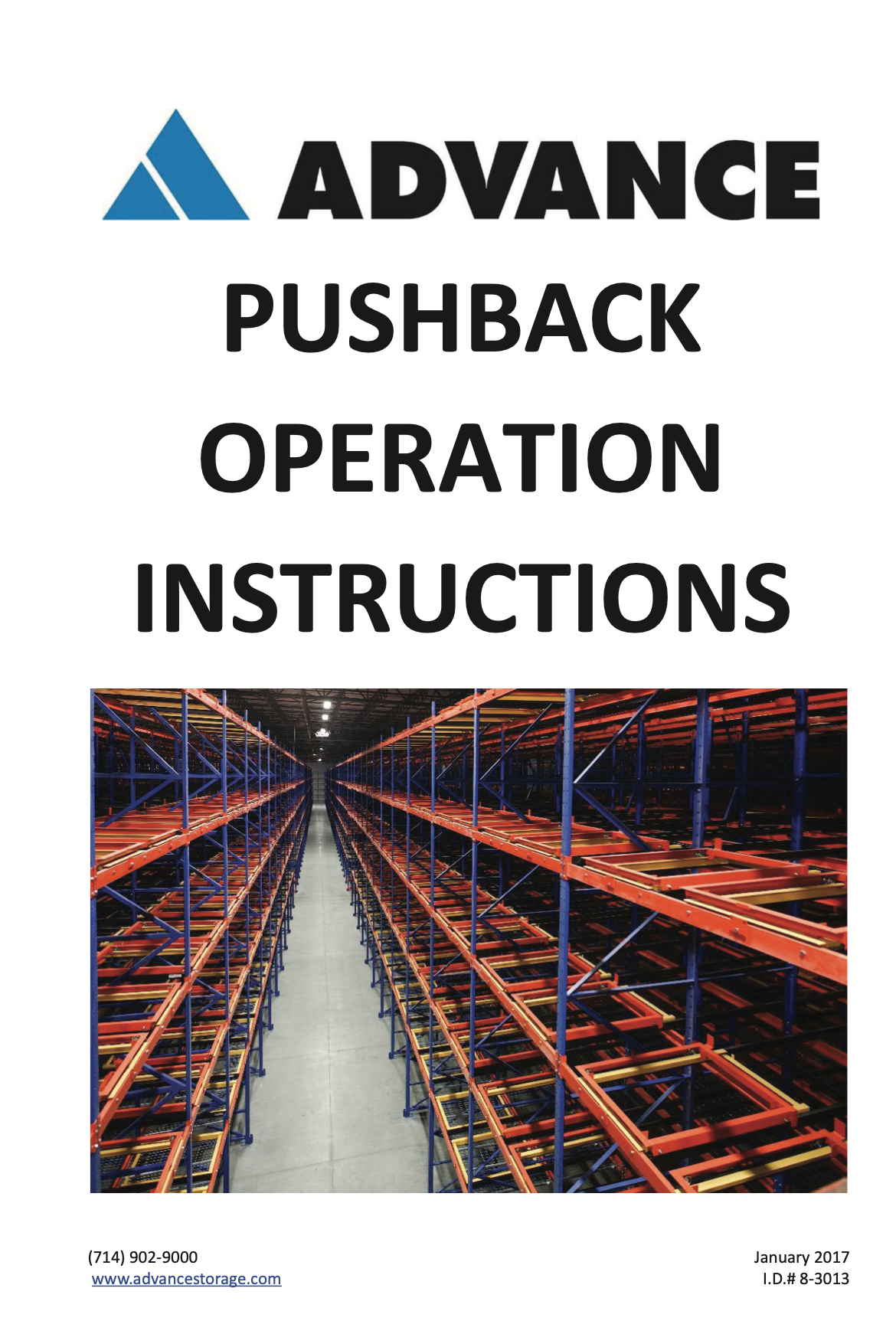 Cover page of an instruction manual for pushback operation at a storage facility.