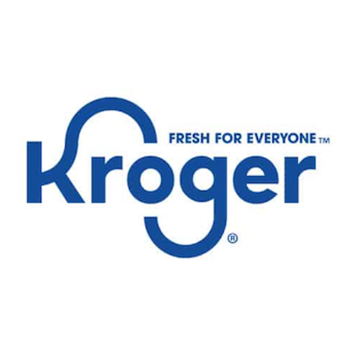 Kroger logo with slogan "Fresh for Everyone" in blue text.